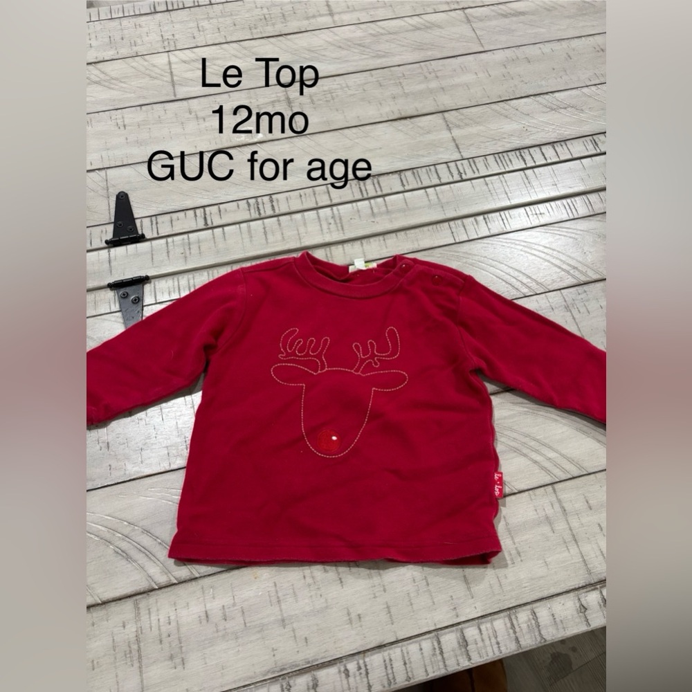 Le Top Reindeer Embroidered Shirt
12M